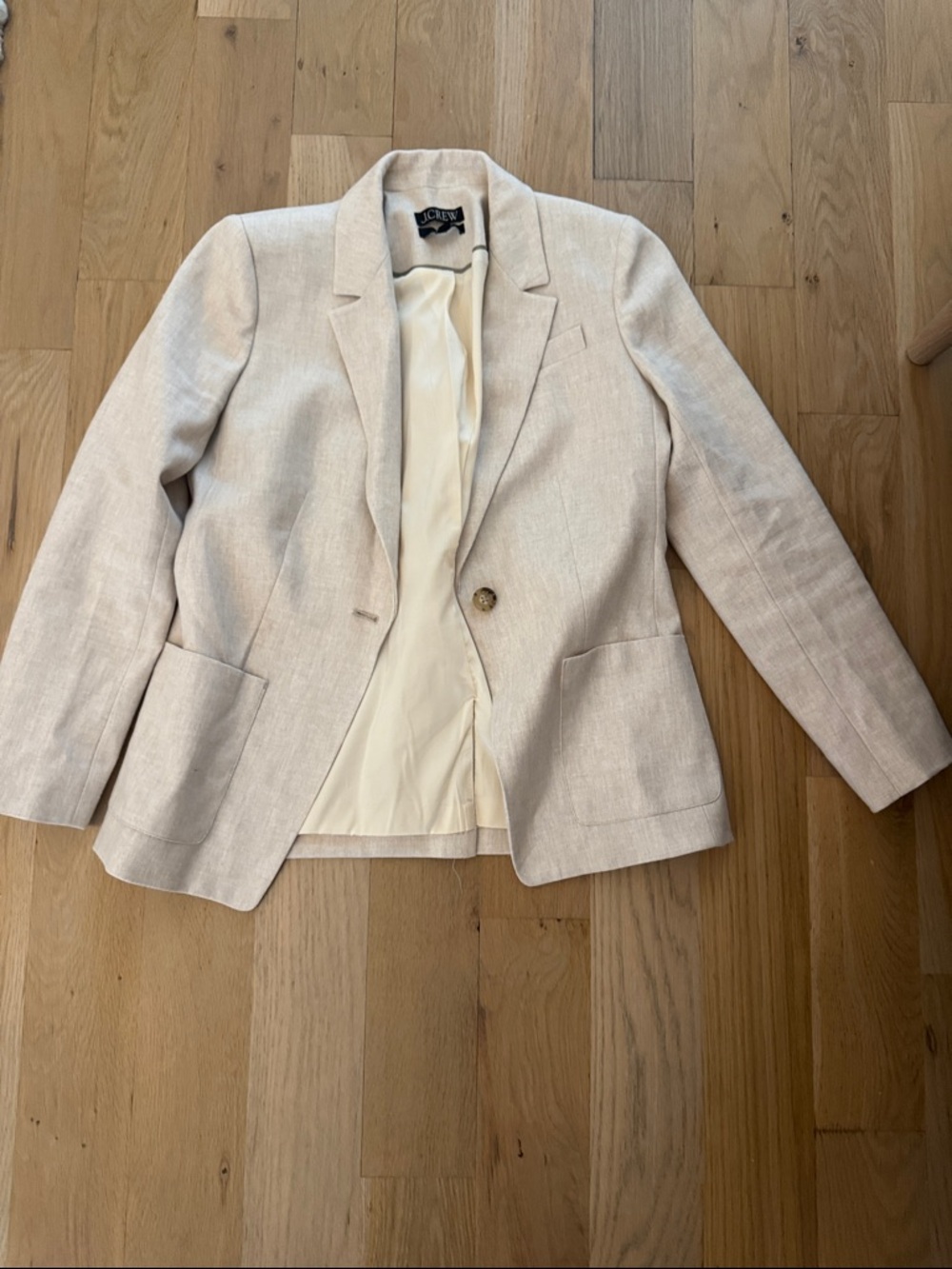 J. Crew Light Cream Linen-Blend Single-Button Blazer